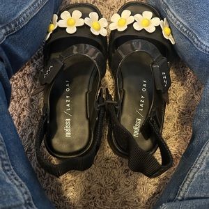 Melissa x Lazy Oaf Flower Black Sandals. Size 6!